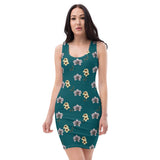 Blue Hawaiian Floral Fitted Dress