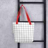 Black And White Grid Tote Bag
