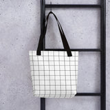 Black And White Grid Tote Bag